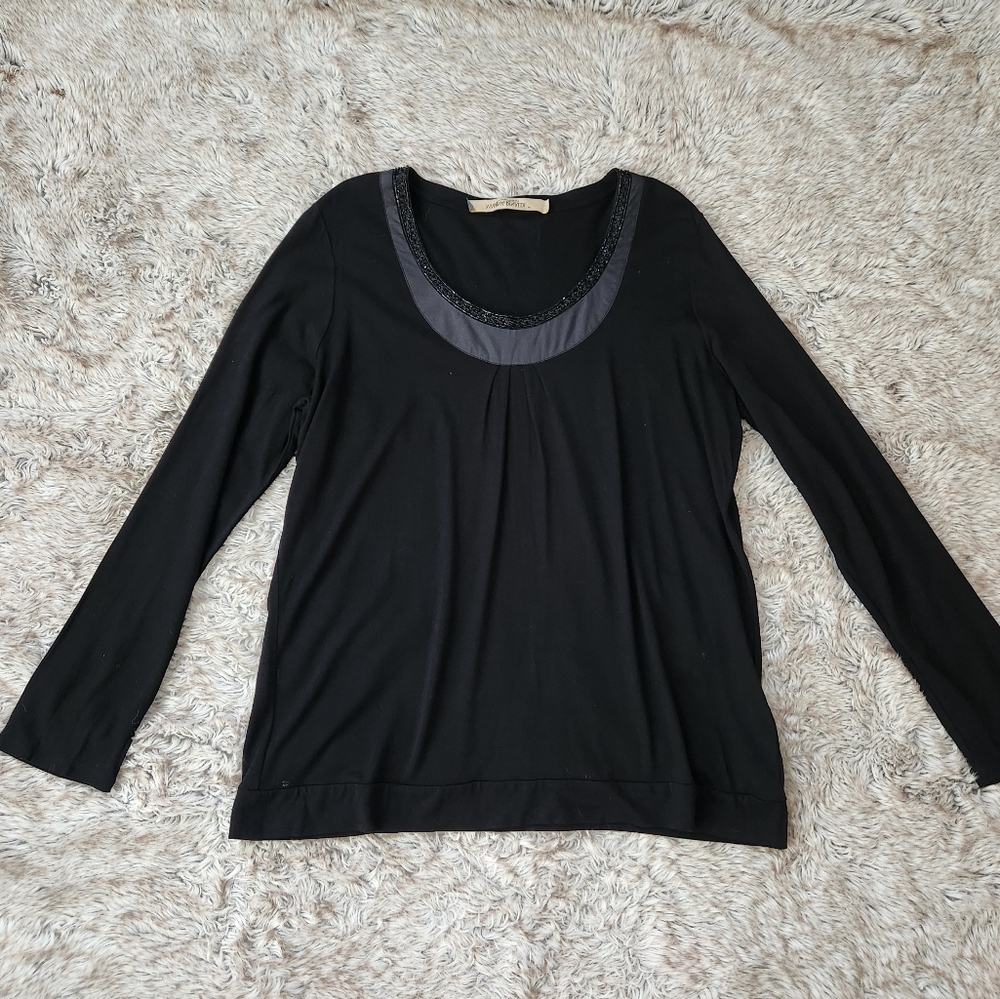 Marina Rinaldi Long Sleeve‎ Beaded Scoopneck Long Sleeve T-shirt Women's Medium